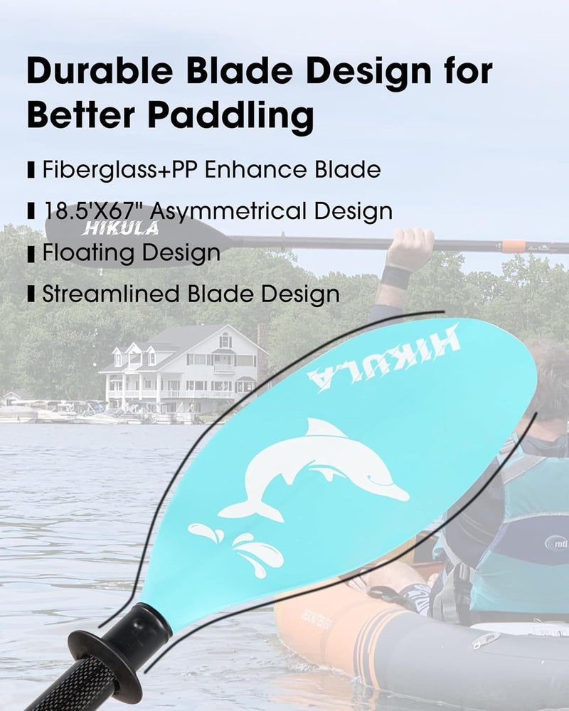HIKULA Adjustable Carbon Fiber Shaft Kayak Paddle, Kayaking Oars with Reinforced Nylon Blade for Adults, 4 Piece, 86in/220cm to 90in/230cm - Image 2